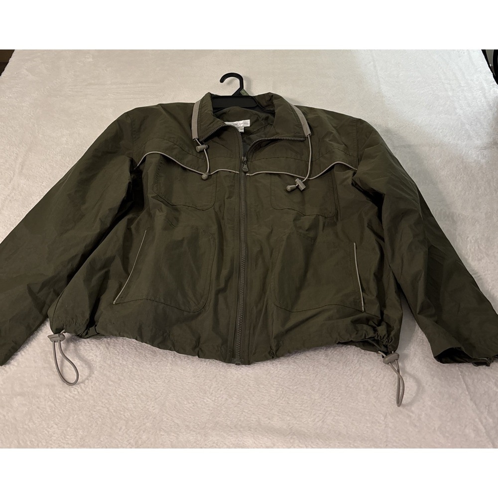 Vital Zone Nylon Windbreaker Jacket XL Green Full Zip Lightweight
